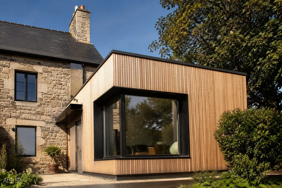Extension avec bardage bois